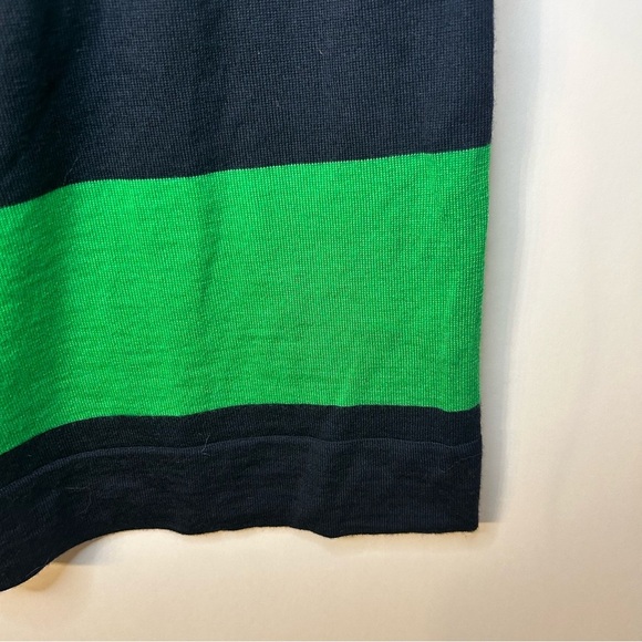 J.Crew Navy Blue and Green Stripe Bejeweled Merino Wool Short Sleeve Sweater, XS - Picture 4 of 9
